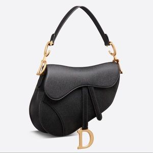 Christian Dior black leather saddle bag